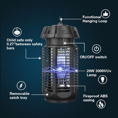 JZ 20W 3000V UV Light Child Safe Easy Clean Waterproof IPX4 Fireproof ABS Casing Fly Catcher Anti Mosquito Lamp поставщик